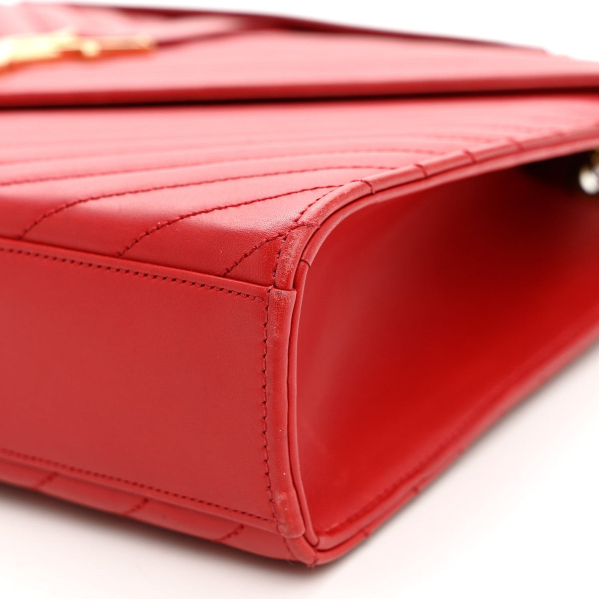 Large Calfskin Satchel Bag - Red