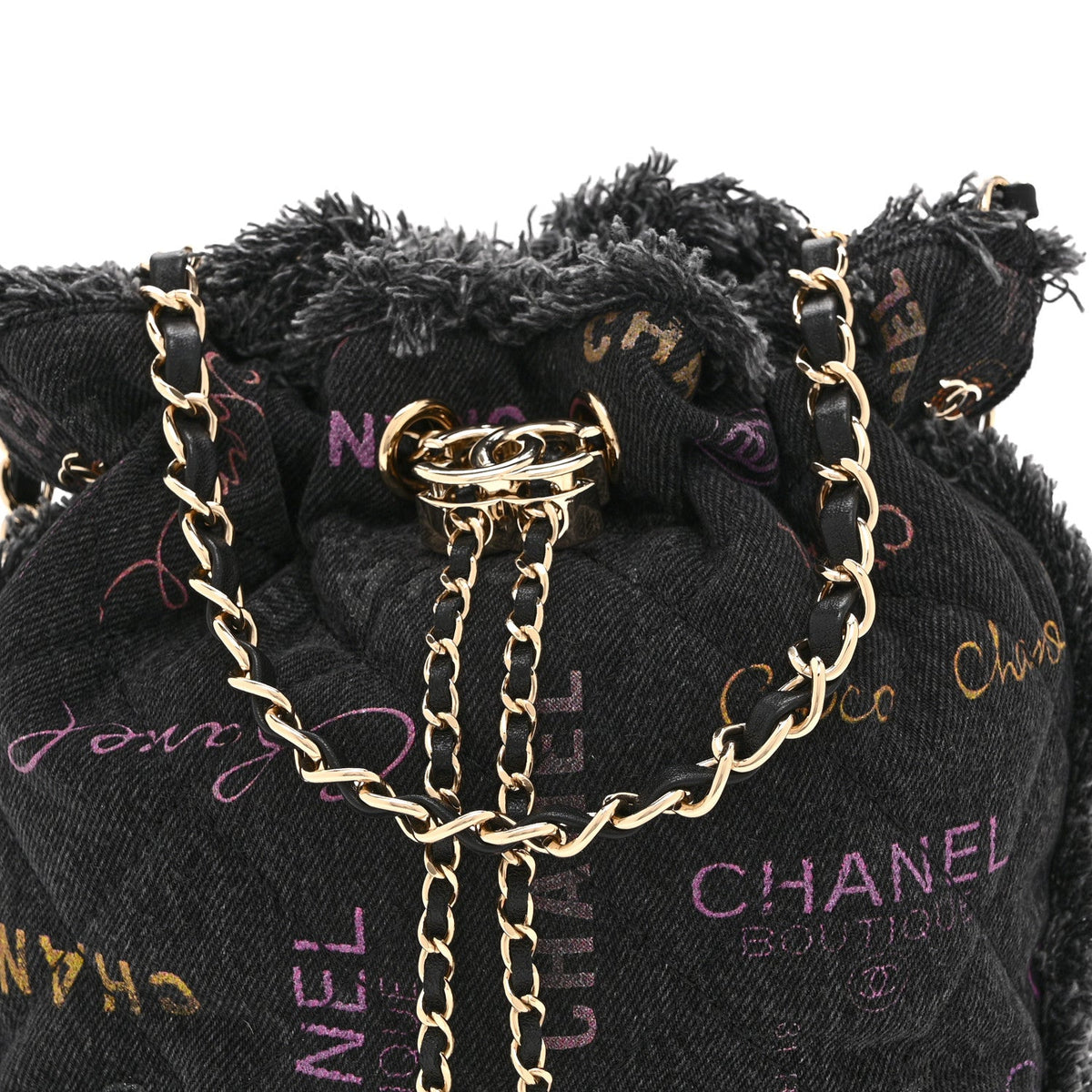 Small Quilted Bucket Bag - Black