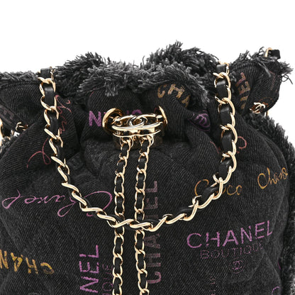 Small Quilted Bucket Bag - Black
