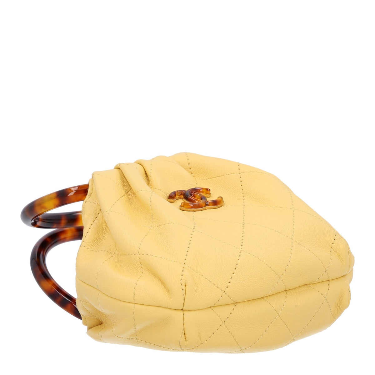 Mini Quilted Lambskin Pouch - Yellow
