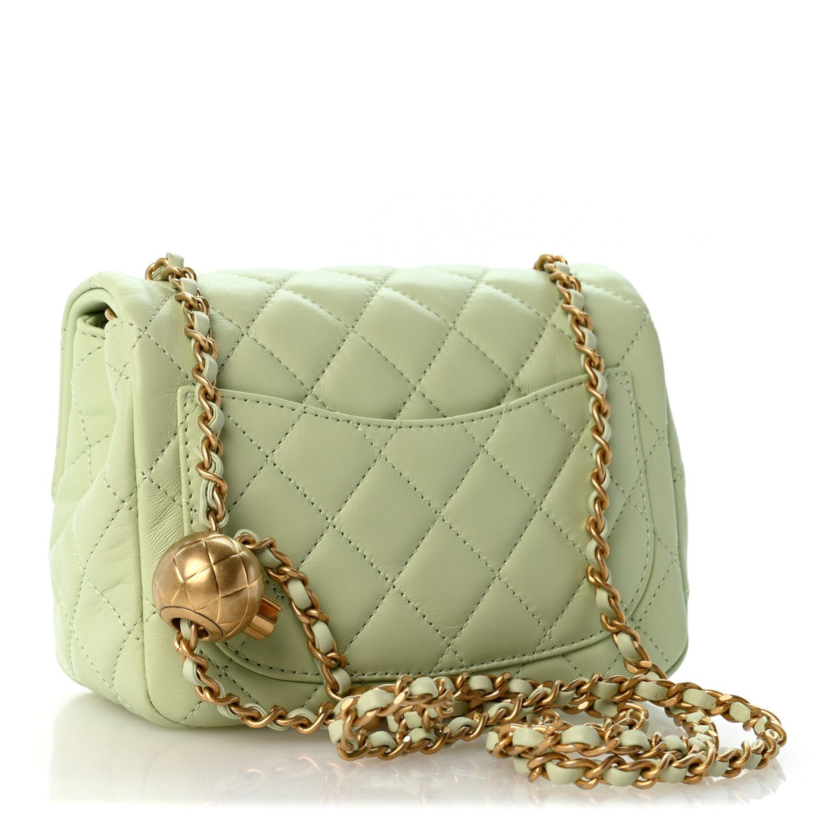 Mini Quilted Lambskin Flap Shoulder Bag - Light Green