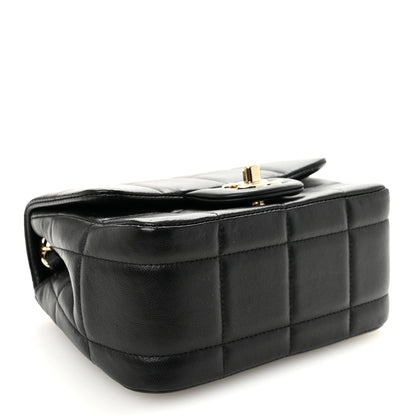 Mini Quilted Lambskin Flap Shoulder Bag - Black
