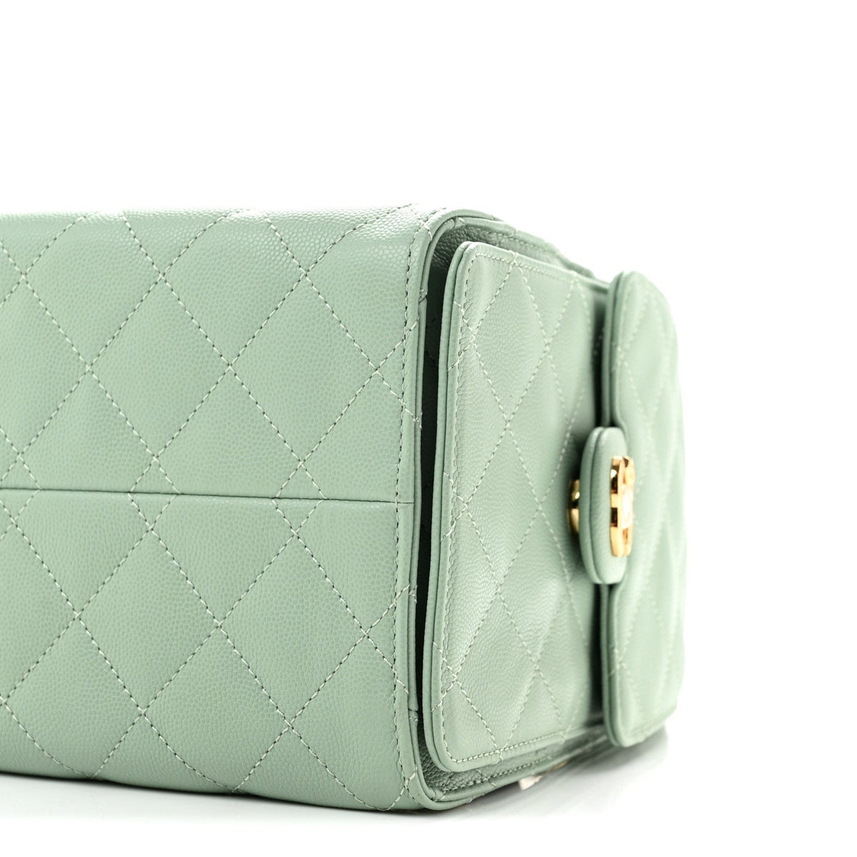Small Quilted Caviar Handbag - Light Green