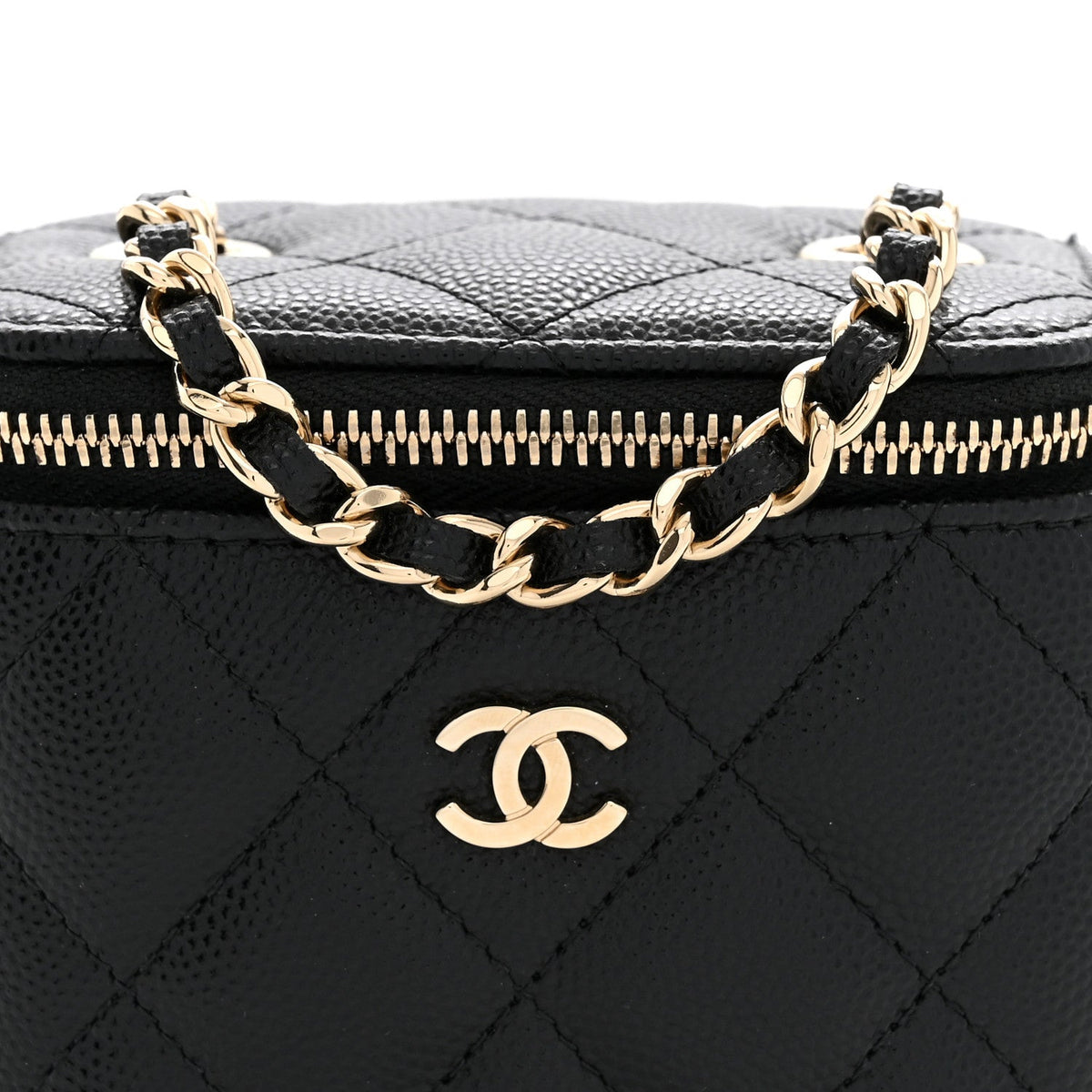 Mini Quilted Caviar Handbag - Black