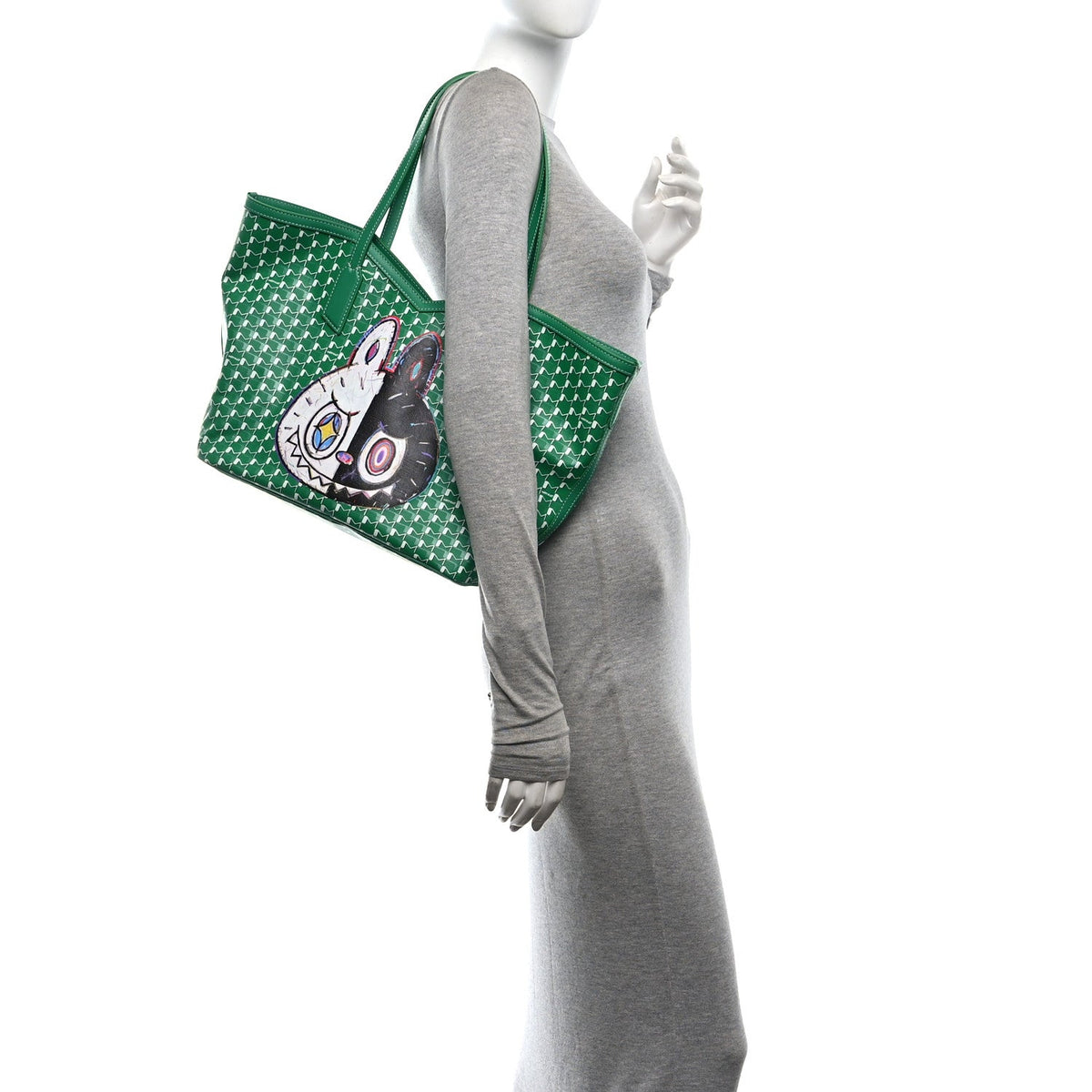 Calfskin Canvas Tote Bag - Green