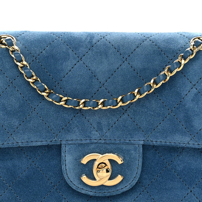 Mini Calfskin Suede Flap Shoulder Bag - Blue