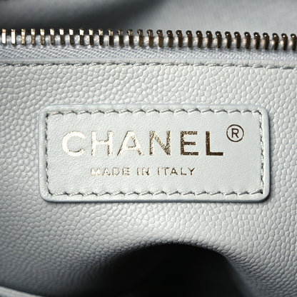 Small Quilted Caviar Tote Bag - Grey