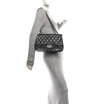 Quilted Lambskin Flap Shoulder Bag - Grey