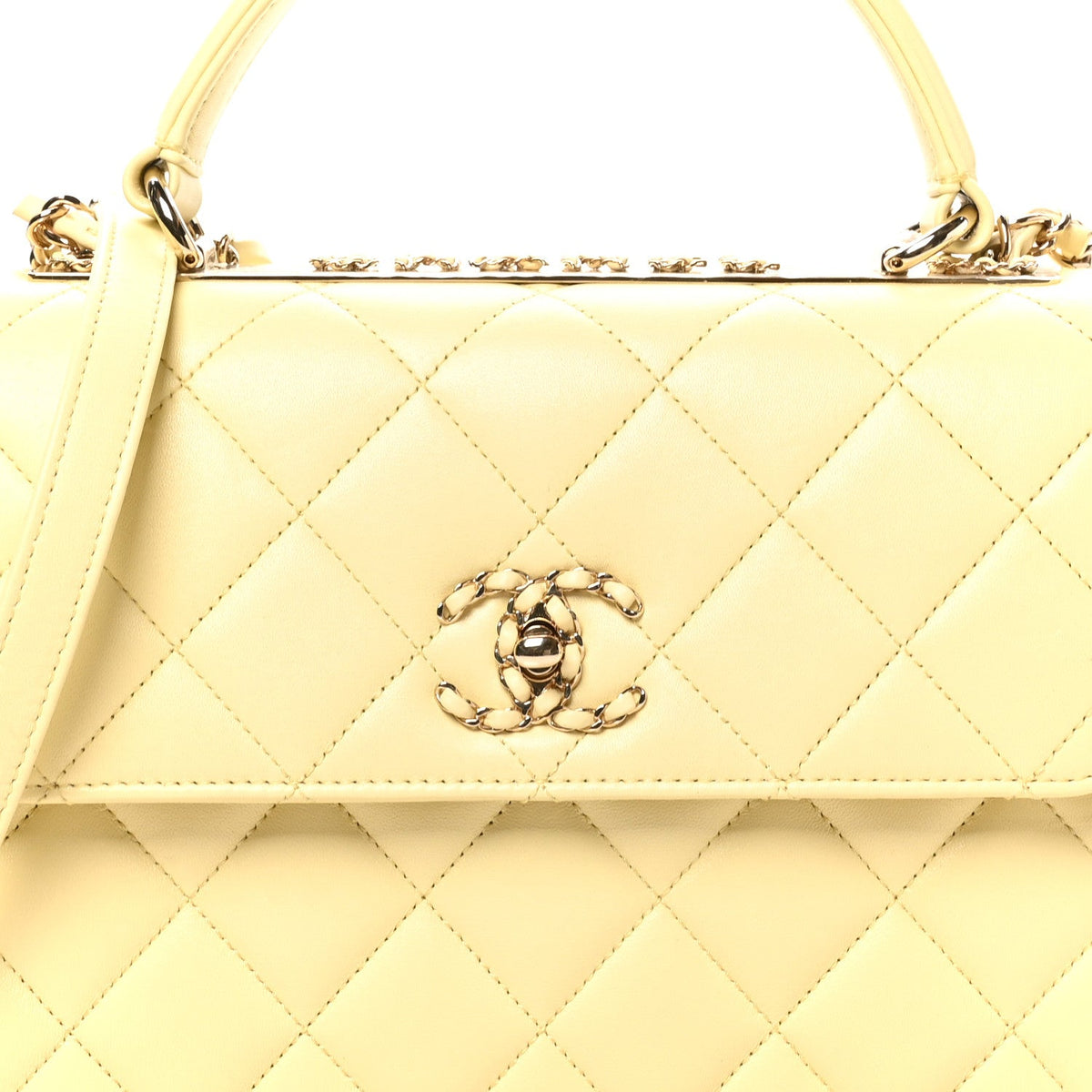 Small Quilted Lambskin Flap Shoulder Bag - Yellow