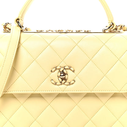 Small Quilted Lambskin Flap Shoulder Bag - Yellow