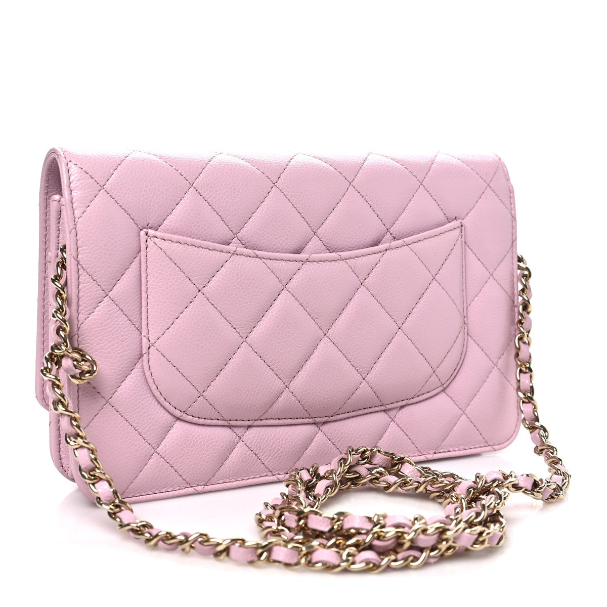 Quilted Caviar Wallet Bag - Pink