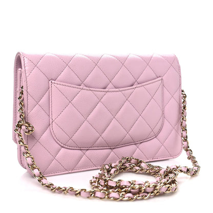 Quilted Caviar Wallet Bag - Pink