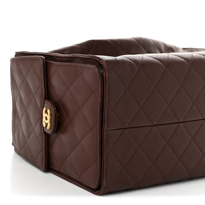Medium Quilted Caviar Handbag - Brown