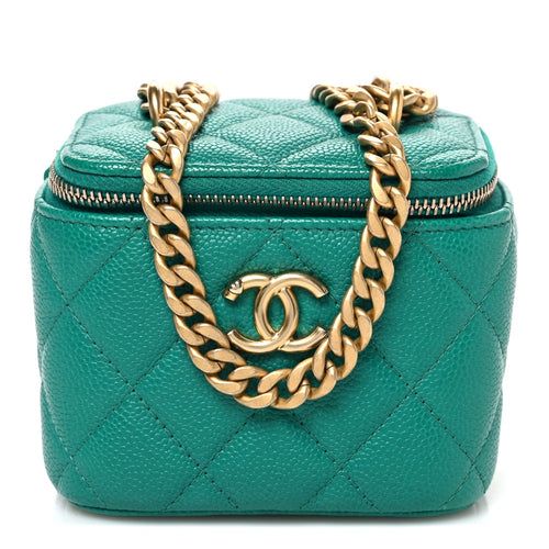 Mini Quilted Caviar Handbag - Green