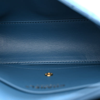 Mini Calfskin Suede Flap Shoulder Bag - Blue