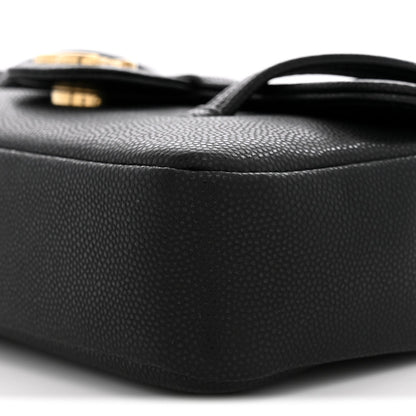 Mini Caviar Shoulder Bag - Black