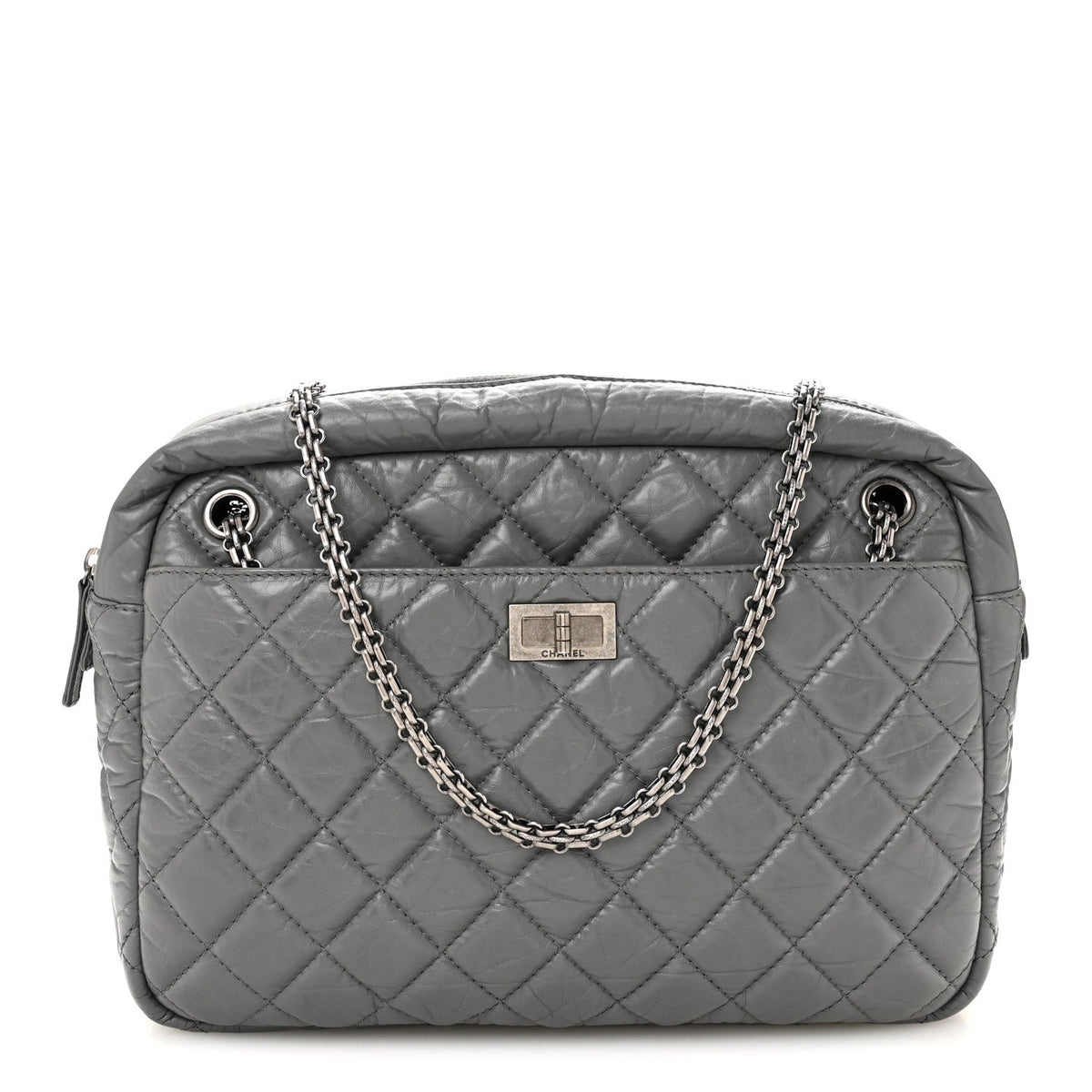 Large Quilted Calfskin Handbag - Grey