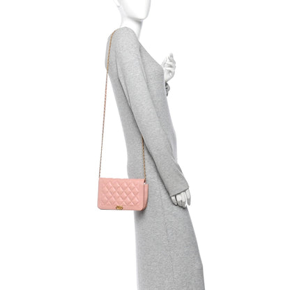 Quilted Caviar Wallet Bag - Pink
