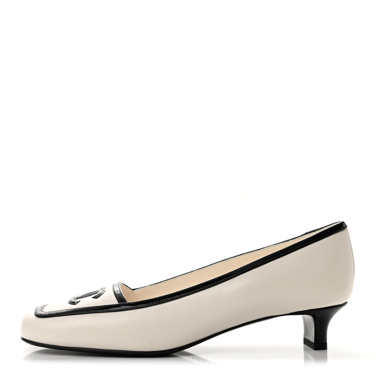Lambskin Patent Calfskin CC Pumps White Black