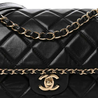 Medium Calfskin Flap Shoulder Bag - Black