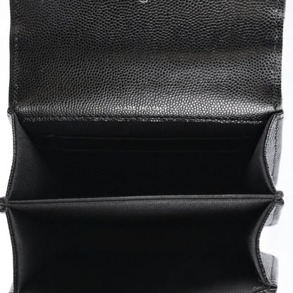 Quilted Caviar Clutch Bag - Black