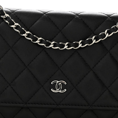 Quilted Caviar Wallet Bag - Black