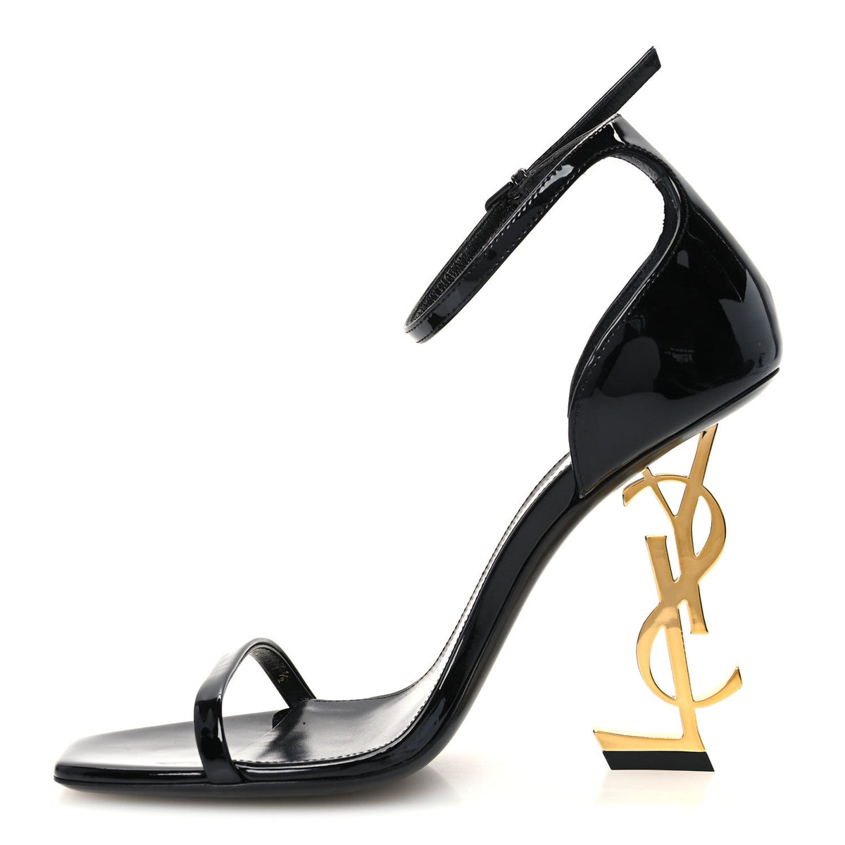 Patent Calfskin Opyum Sandals Black Gold