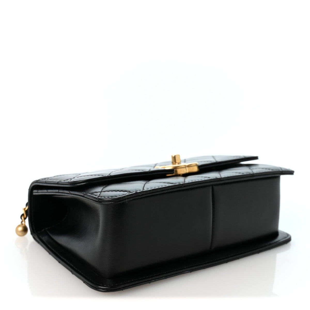 Quilted Calfskin Flap Shoulder Bag - Black