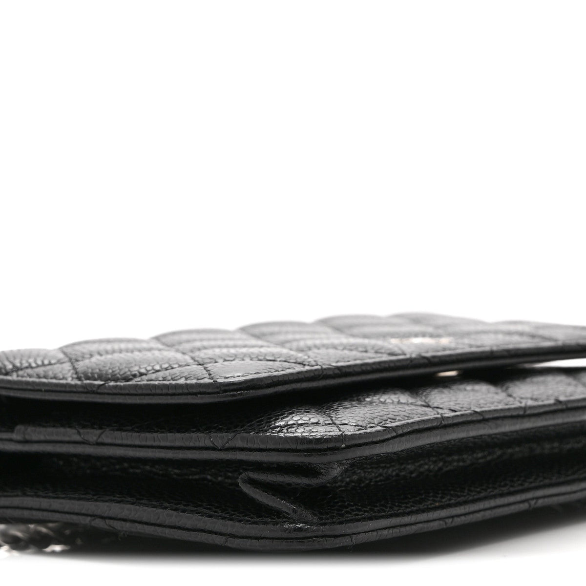 Quilted Caviar Wallet Bag - Black