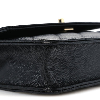 Quilted Caviar Clutch Bag - Black