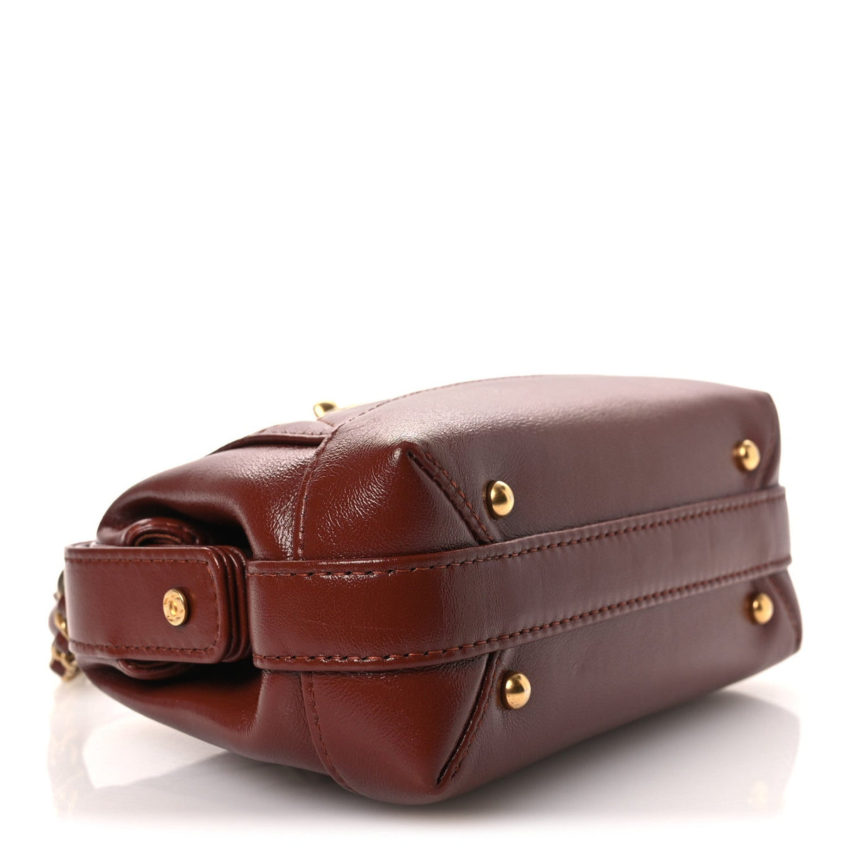Mini Quilted Lambskin Handbag - Brown