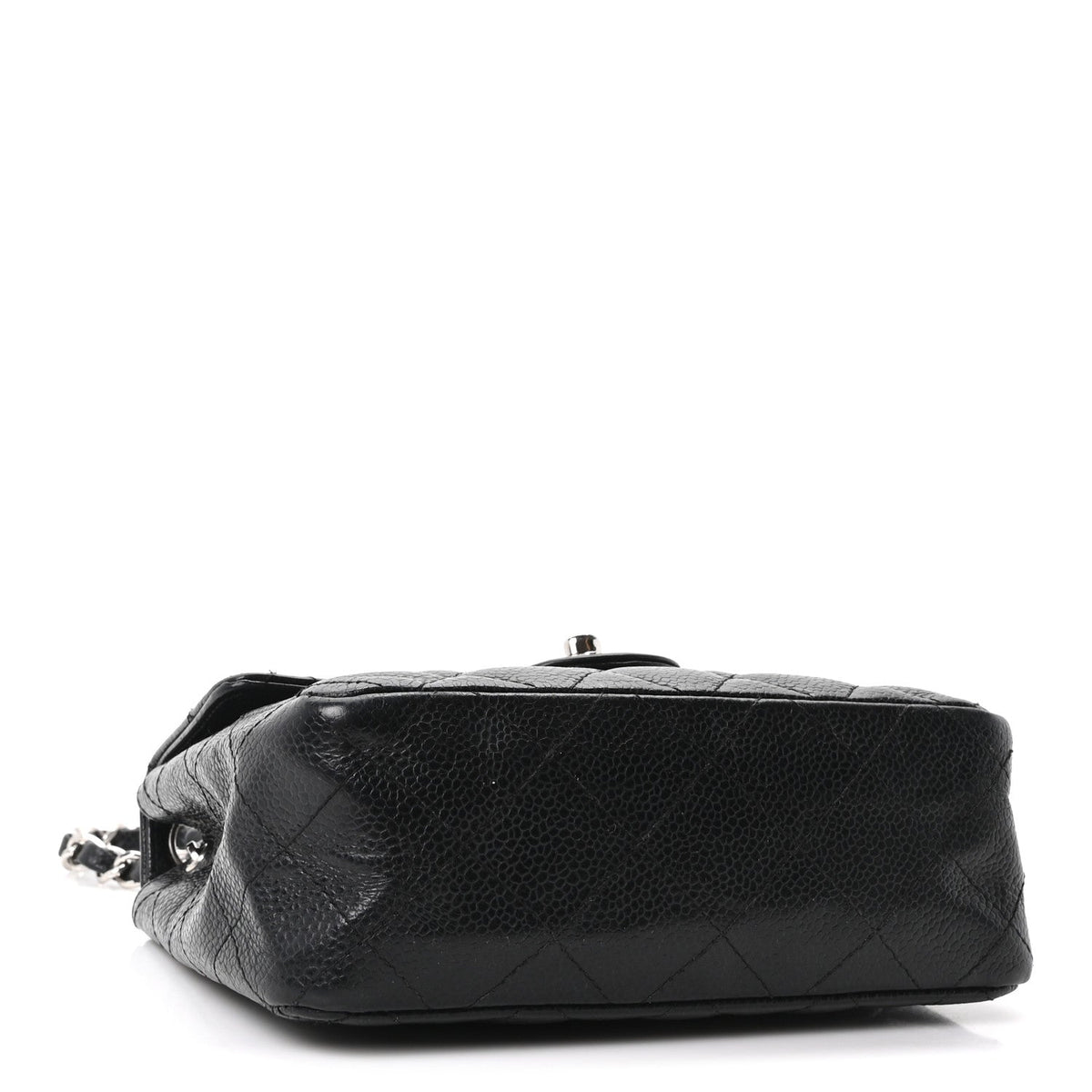 Mini Quilted Caviar Flap Shoulder Bag - Black