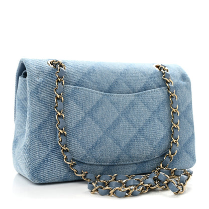 Small Quilted Flap Shoulder Bag - Light Blue