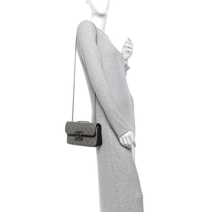 Small Quilted Lambskin Flap Shoulder Bag - Grey