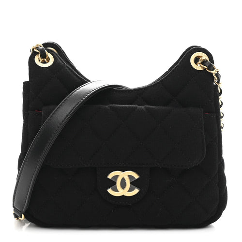 Small Quilted Hobo Bag - Black