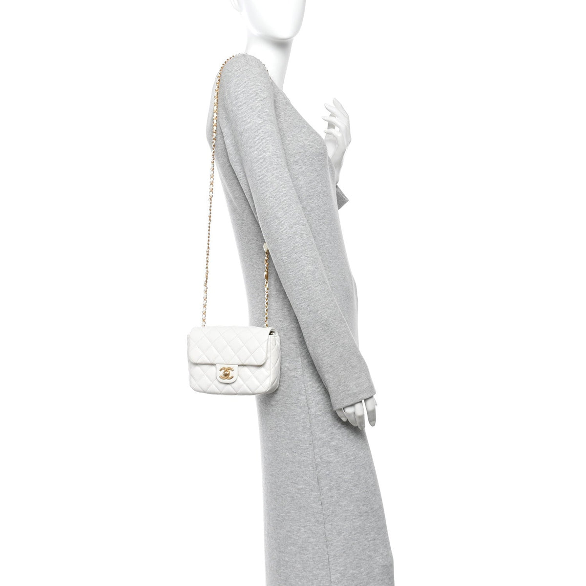 Mini Quilted Lambskin Flap Shoulder Bag - White