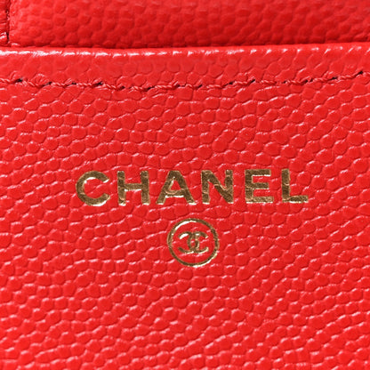 Quilted Caviar Handbag - Red