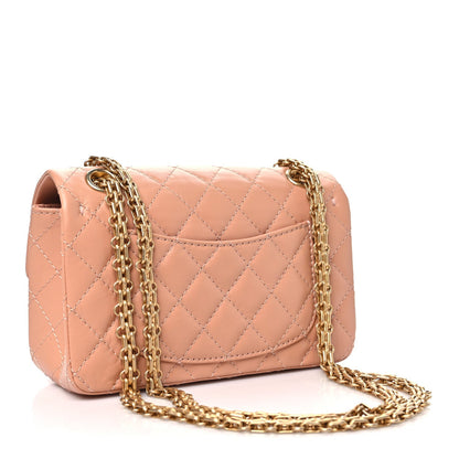 Mini Quilted Calfskin Flap Shoulder Bag - Beige