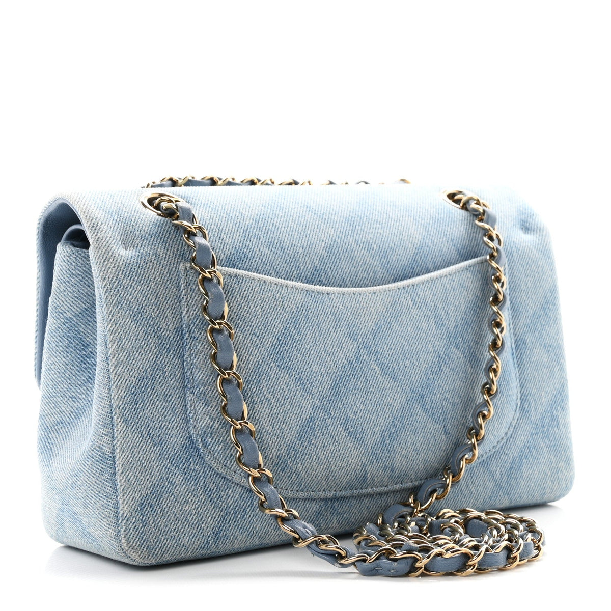 Small Quilted Flap Shoulder Bag - Light Blue