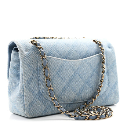 Small Quilted Flap Shoulder Bag - Light Blue