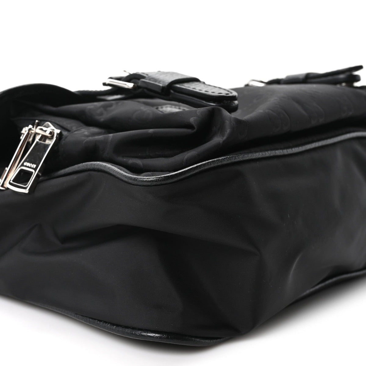 Nylon Flap Shoulder Bag - Black