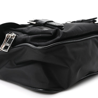 Nylon Flap Shoulder Bag - Black