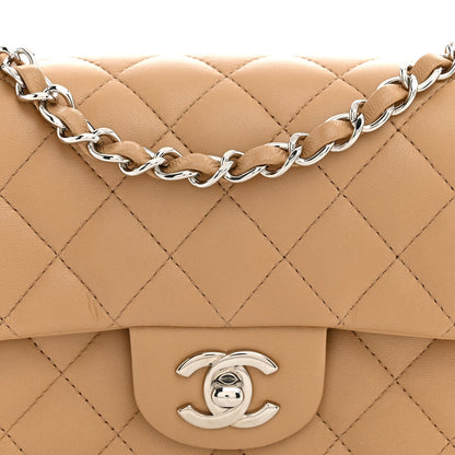 Mini Quilted Lambskin Flap Shoulder Bag - Tan