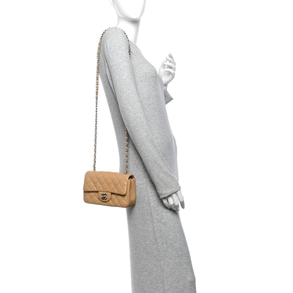 Mini Quilted Lambskin Flap Shoulder Bag - Tan