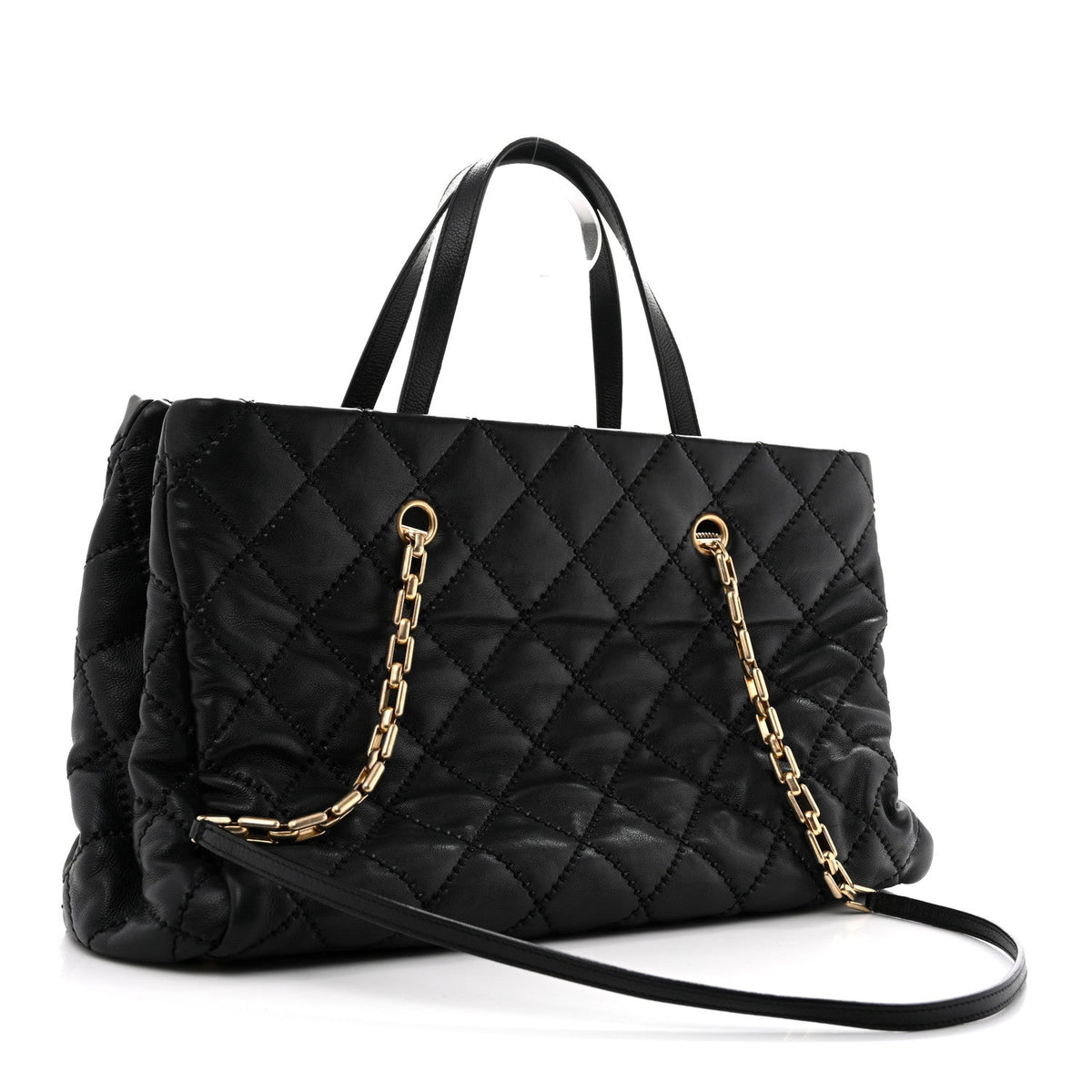 Large Quilted Calfskin Tote Bag - Black