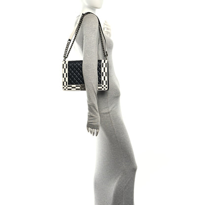 Medium Quilted Calfskin Flap Shoulder Bag - Black
