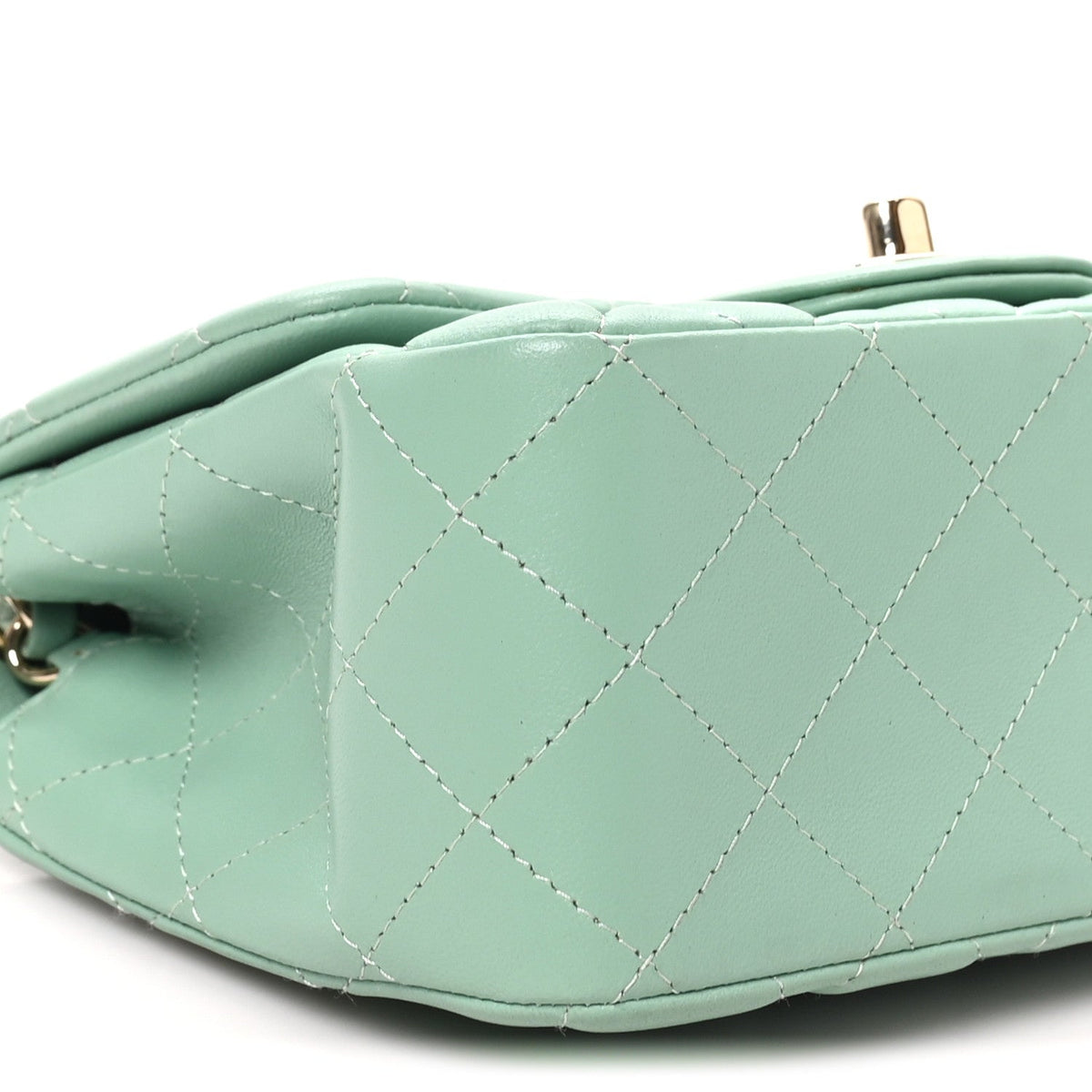 Mini Quilted Lambskin Flap Shoulder Bag - Light Green