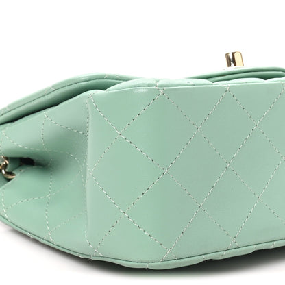 Mini Quilted Lambskin Flap Shoulder Bag - Light Green