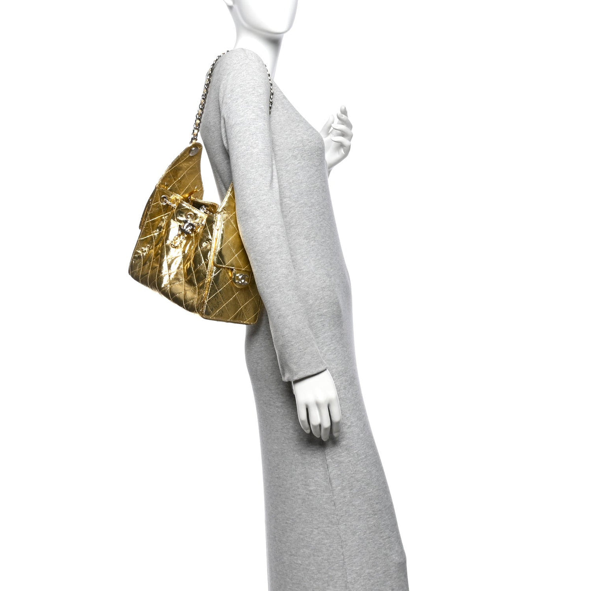 Small Quilted Calfskin Handbag - Gold