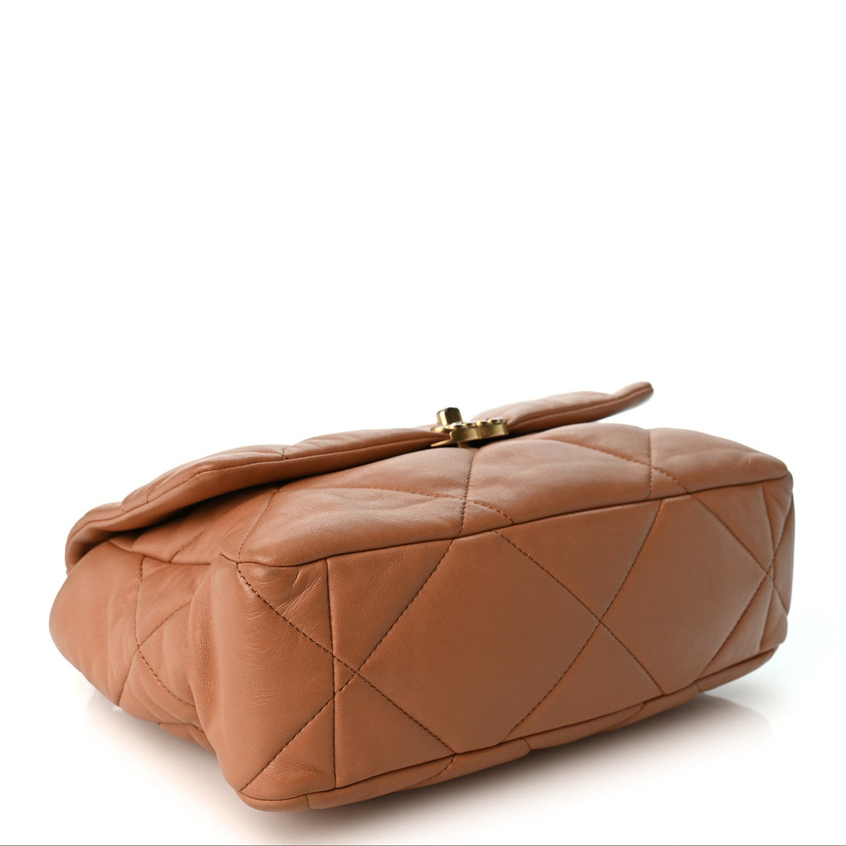 Large Quilted Lambskin Flap Shoulder Bag - Brown